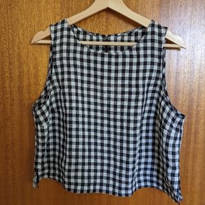 BAY Cropped linen top in lightweight gingham from notperfectlinen NWOT